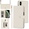 thumbnail image 1 of Allytechgroup Wallet Case for iPhone XR with Credit Card Slot, RFID Blocking PU Leather Case with Lanyard & Shoulder Strap & Kickstand Shockproof Bumper for Women Men, White, 1 of 8