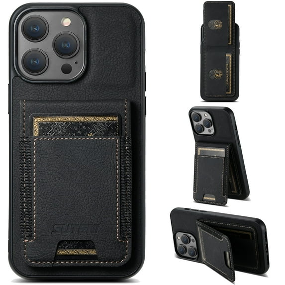 Allytechgroup Wallet Case for iPhone XR, Luxury Durable PU Leather Kickstand Magnetic Closure Cover With Flip Credit Card Holder, Shockproof Protective Shell for Women Men, Black