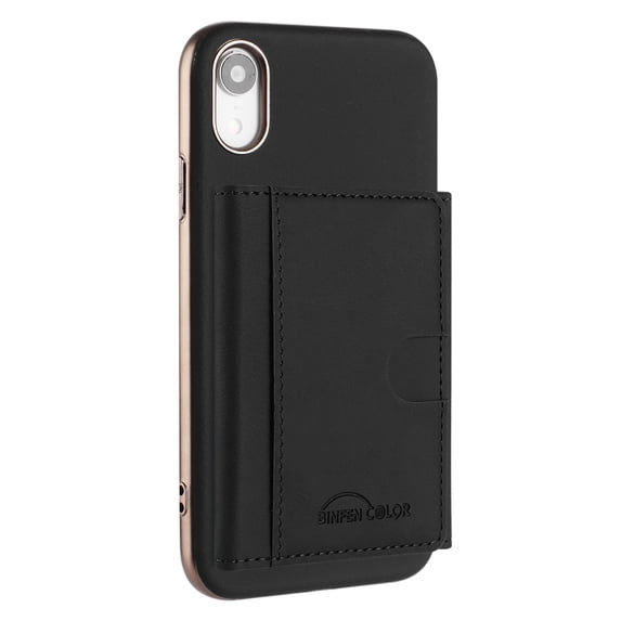 Allytechgroup Wallet Case for iPhone XR, RFID Blocking PU Leather Stand Phone Shell with Credit Card Slot Shockproof Protective Back Cover for iPhone XR Women Men, Black