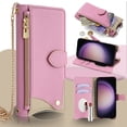 thumbnail image 1 of Allytechgroup Wallet Case for iPhone XS/X with Makeup Mirror, Detachable Metal Shoulder Strap Cards Slots Zipper Pocket Shockproof Protective Phone Case for iPhone XS/X, Pink, 1 of 8