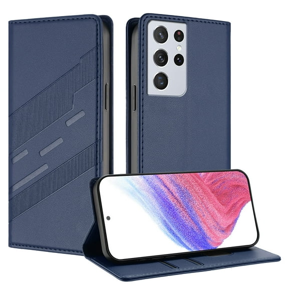 Allytechgroup Wallet Flip Case for Samsung Galaxy S23 Ultra with Credit Card Slot, RFID Blocking PU Leather Slim Phone Case Shockproof Full Body Protection for Samsung Galaxy S23 Ultra, Darkblue