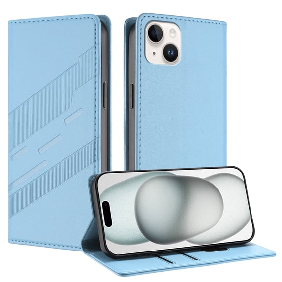 Allytechgroup Wallet Flip Case for iPhone 13 with Credit Card Slot, RFID Blocking PU Leather Slim Phone Case Shockproof Full Body Protection for iPhone 13 Women Men, Blue