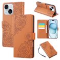thumbnail image 1 of Allytechgroup Wallet Flip Case for iPhone 13 with Lanyard, Built-in Credit Card Slot RFID Blocking PU Leather Slim Stand Case Shockproof Full Body Cover for iPhone 13 Women Girls, Brown, 1 of 5