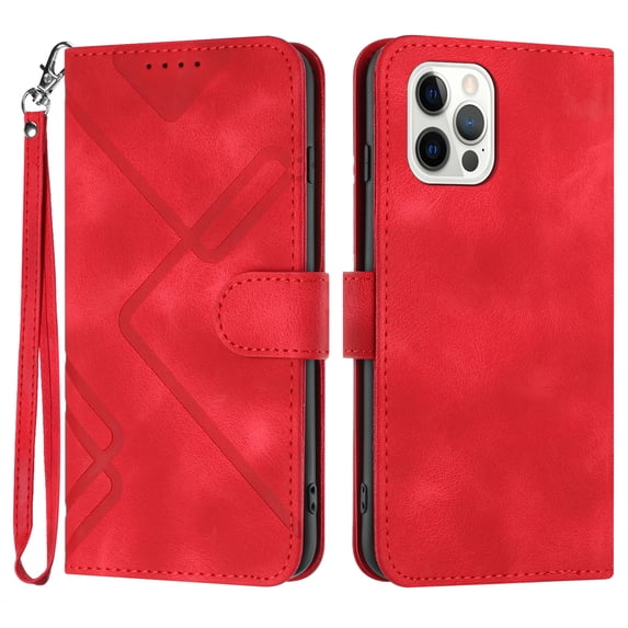 Allytechgroup Wallet Flip Case for iPhone 16 Pro, Retro Leather RFID Blocking Shockproof Anti-Scratch Folio Stand Cards Holder Hand Wrist Phone Case for Apple iPhone 16 Pro, Red