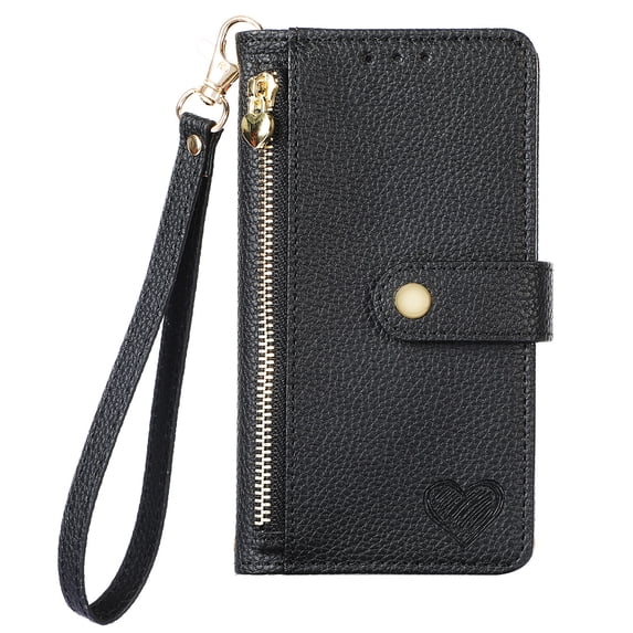 Allytechgroup Wallet Phone Case for Samsung Galaxy A25 5G with Lanyard, PU Leather Flip Case with Credit Card Slot Anti-Scratch Shockproof Protective Back Cover for Samsung Galaxy A25 5G, Black