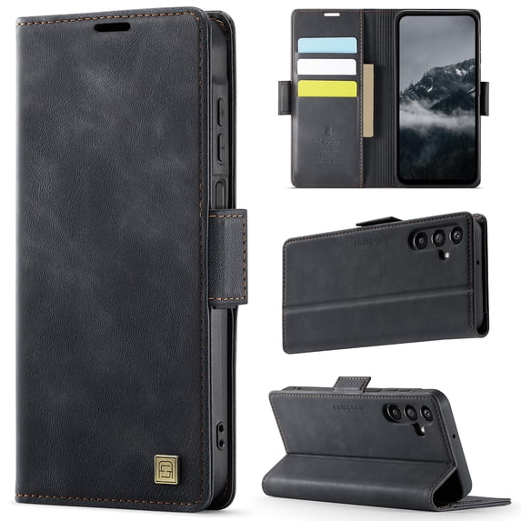 Allytechgroup Wallet Phone Case for Samsung Galaxy A35 with Credit Card Slot, RFID Blocking PU Leather Flip Case with Kickstand Support Wireless Charging Shockproof Bumper for Women Men, Black