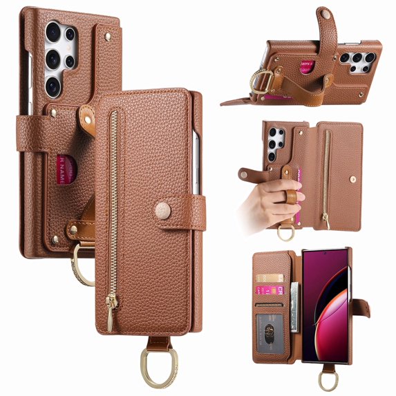 Allytechgroup Wallet Phone Case for Samsung Galaxy S20 FE with Credit Card Slot, PU Leather Phone Case RFID Blocking Stand Shockproof Full Body Protective Bumper for Women Girls, Brown
