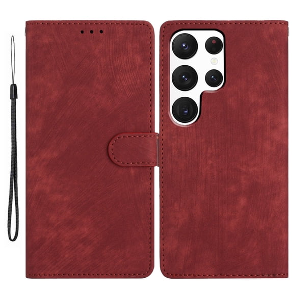 Allytechgroup Wallet Phone Case for Samsung Galaxy S20 Ultra with Credit Card Slot, PU Leather Slim Lightweight Flip Case with Lanyard Shockproof Protective Bumper for Women Girls, Winered