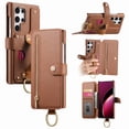 thumbnail image 1 of Allytechgroup Wallet Phone Case for Samsung Galaxy S21 Ultra with Credit Card Slot, PU Leather Phone Case RFID Blocking Stand Shockproof Full Body Protective Bumper for Women Girls, Brown, 1 of 10