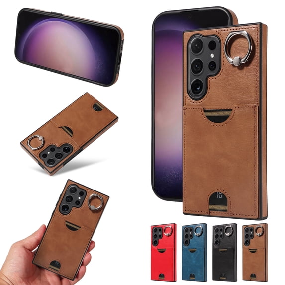 Allytechgroup Wallet Phone Case for Samsung Galaxy S22 Ultra with Stand, RFID Blocking PU Leather Shockproof Cover with Kickstand & Credit Card Slot Drop Protection for Samsung Galaxy S22 Ultra, Brown
