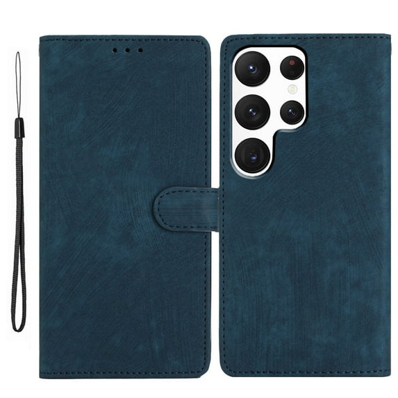 Allytechgroup Wallet Phone Case for Samsung Galaxy S23 with Credit Card Slot, PU Leather Slim Lightweight Flip Case with Lanyard Shockproof Protective Bumper for Women Girls, Blue
