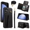 thumbnail image 1 of Allytechgroup Wallet Phone Case for Samsung Galaxy S24 FE, Built-in Shoulder Strap Lanyard Stand RFID Blocking Shockproof Protective Back Cover for Samsung Galaxy S24 FE, Black, 1 of 7