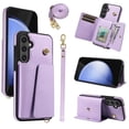 thumbnail image 1 of Allytechgroup Wallet Phone Case for Samsung Galaxy S24 FE, Built-in Shoulder Strap Lanyard Stand RFID Blocking Shockproof Protective Back Cover for Samsung Galaxy S24 FE, Purple, 1 of 7