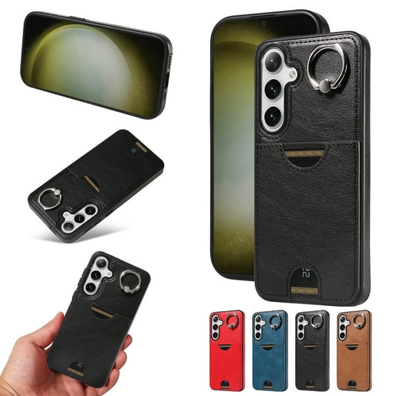 Allytechgroup Wallet Phone Case for Samsung Galaxy S24 with Stand, RFID Blocking PU Leather Shockproof Cover with Kickstand & Credit Card Slot Drop Protection for Samsung Galaxy S24, Black