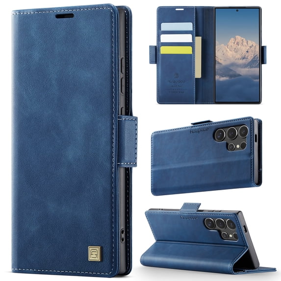 Allytechgroup Wallet Phone Case for Samsung Galaxy S24 Ultra with Credit Card Slot, RFID Blocking PU Leather Flip Case with Kickstand Support Wireless Charging Shockproof Bumper for Women Men, Blue