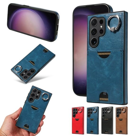 Allytechgroup Wallet Phone Case for Samsung Galaxy S24 Ultra with Stand, RFID Blocking PU Leather Shockproof Cover with Kickstand & Credit Card Slot Drop Protection for Samsung Galaxy S24 Ultra, Blue