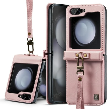 Allytechgroup Wallet Phone Case for Samsung Galaxy Z Flip6, PU Leather Slim Fit Cards Slots Magnetic Closure Anti-Scratch RFID Blocking Shockproof Case Cover for Galaxy Z Flip 6, Pink