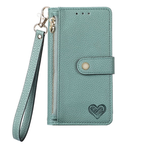 Allytechgroup Wallet Phone Case for iPhone 12 Mini with Lanyard, PU Leather Flip Case with Credit Card Slot Anti-Scratch Shockproof Protective Back Cover for iPhone 12 Mini, Green