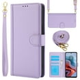 thumbnail image 1 of Allytechgroup Wallet Phone Case for iPhone 12 Pro / 12 6.1", Built-in Credit Card Slot Shoulder Strap Wrtst Strap PU Leather RFID Blocking Shockproof Full Body Cover for Women Girls, Purple, 1 of 8