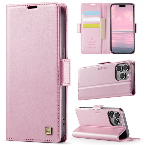 Allytechgroup Wallet Phone Case for iPhone 12 Pro Max with Credit Card Slot, RFID Blocking PU Leather Flip Case with Kickstand Support Wireless Charging Shockproof Bumper for Women Men, Rosegold