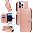 thumbnail image 1 of Allytechgroup Wallet Phone Case for iPhone 14 Pro with Credit Card Slot, PU Leather Flip Case with Lanyard for Women Girls Military Grade Drop Protection for iPhone 14 Pro, Rosegold, 1 of 11