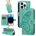 thumbnail image 1 of Allytechgroup Wallet Phone Case for iPhone 14 Pro with Credit Card Slot, PU Leather Flip Case with Lanyard for Women Girls Military Grade Drop Protection for iPhone 14 Pro, Green, 1 of 11