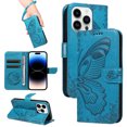 thumbnail image 1 of Allytechgroup Wallet Phone Case for iPhone 14 Pro with Credit Card Slot, PU Leather Flip Case with Lanyard for Women Girls Military Grade Drop Protection for iPhone 14 Pro, Blue, 1 of 11