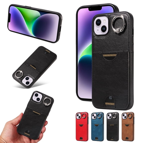 Allytechgroup Wallet Phone Case for iPhone 15 Plus with Stand, RFID Blocking PU Leather Shockproof Cover with Kickstand & Credit Card Slot Drop Protection for iPhone 15 Plus, Black