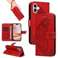 thumbnail image 1 of Allytechgroup Wallet Phone Case for iPhone 16 with Credit Card Slot, PU Leather Flip Case with Lanyard for Women Girls Military Grade Drop Protection for iPhone 16, Red, 1 of 8