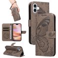 thumbnail image 1 of Allytechgroup Wallet Phone Case for iPhone 16 Plus with Credit Card Slot, PU Leather Flip Case with Lanyard for Women Girls Military Grade Drop Protection for iPhone 16 Plus, Grey, 1 of 8