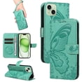 thumbnail image 1 of Allytechgroup Wallet Phone Case for iPhone 16e with Credit Card Slot, PU Leather Flip Case with Lanyard for Women Girls Military Grade Drop Protection for iPhone 16e, Green, 1 of 8