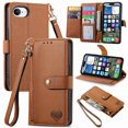 thumbnail image 1 of Allytechgroup Wallet Phone Case for iPhone 16e with Lanyard, PU Leather Flip Case with Credit Card Slot Anti-Scratch Shockproof Protective Back Cover for iPhone 16e, Brown, 1 of 6