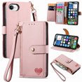 thumbnail image 1 of Allytechgroup Wallet Phone Case for iPhone 16e with Lanyard, PU Leather Flip Case with Credit Card Slot Anti-Scratch Shockproof Protective Back Cover for iPhone 16e, Pink, 1 of 6