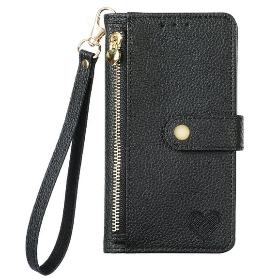 Allytechgroup Wallet Phone Case for iPhone 6s/6 with Lanyard, PU Leather Flip Case with Credit Card Slot Anti-Scratch Shockproof Protective Back Cover for iPhone 6s/6, Black