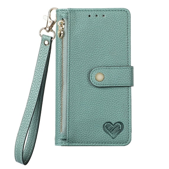 Allytechgroup Wallet Phone Case for iPhone 6s Plus/6 Plus with Lanyard, PU Leather Flip Case with Credit Card Slot Anti-Scratch Shockproof Protective Back Cover for iPhone 6s Plus/6 Plus, Green