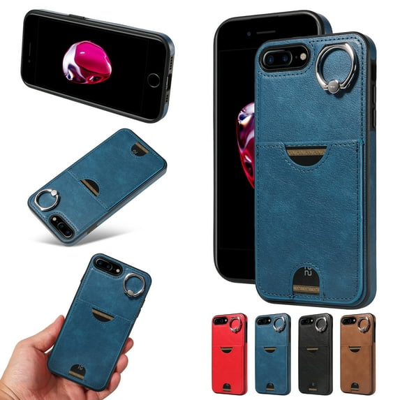 Allytechgroup Wallet Phone Case for iPhone 8 Plus/7 Plus with Stand, RFID Blocking PU Leather Shockproof Cover with Kickstand & Credit Card Slot Drop Protection for iPhone 8 Plus/7 Plus, Blue