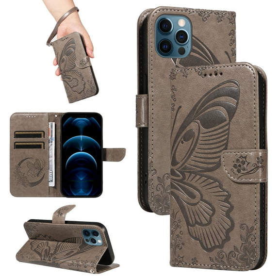 Allytechgroup Wallet Phone Case for iPhone XR with Credit Card Slot, PU Leather Flip Case with Lanyard for Women Girls Military Grade Drop Protection for iPhone XR, Grey