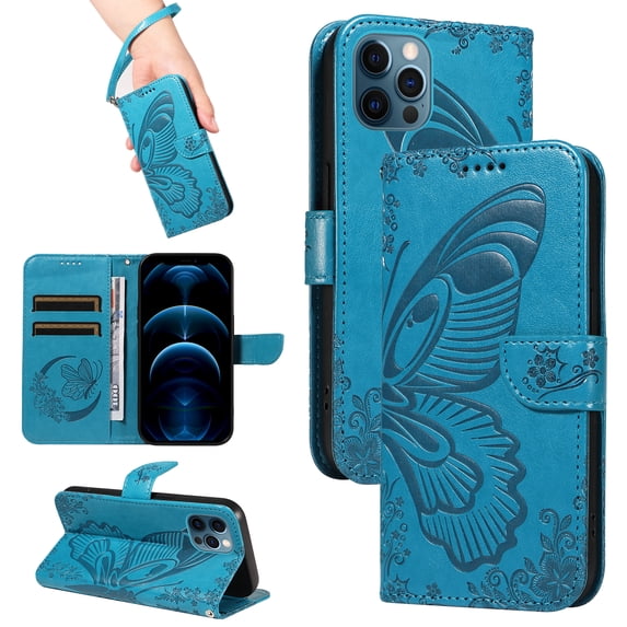 Allytechgroup Wallet Phone Case for iPhone XS Max with Credit Card Slot, PU Leather Flip Case with Lanyard for Women Girls Military Grade Drop Protection for iPhone XS Max, Blue