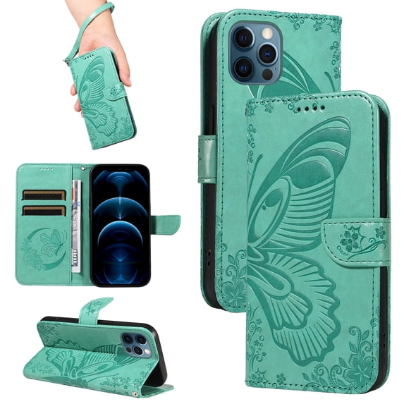 Allytechgroup Wallet Phone Case for iPhone XS Max with Credit Card Slot, PU Leather Flip Case with Lanyard for Women Girls Military Grade Drop Protection for iPhone XS Max, Green