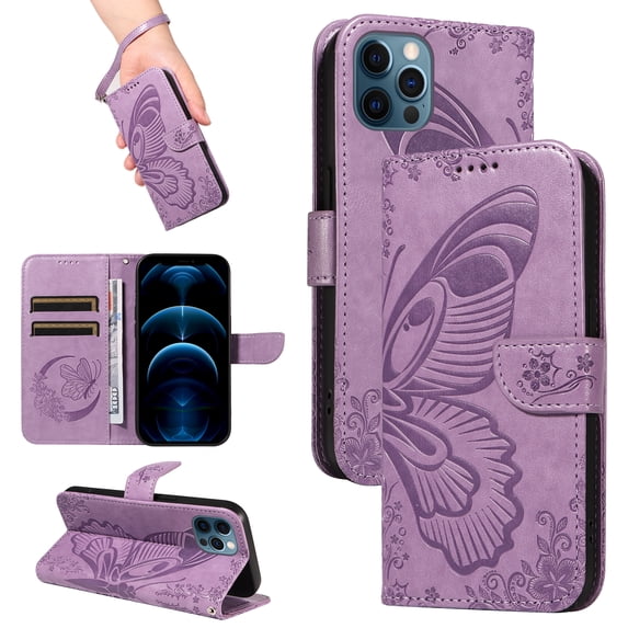 Allytechgroup Wallet Phone Case for iPhone XS Max with Credit Card Slot, PU Leather Flip Case with Lanyard for Women Girls Military Grade Drop Protection for iPhone XS Max, Purple