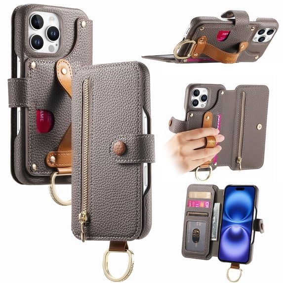 Allytechgroup Wallet Phone Case for iPhone XS Max with Credit Card Slot, PU Leather Phone Case RFID Blocking Stand Shockproof Full Body Protective Bumper for Women Girls, Gray