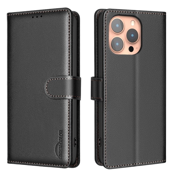 Allytechgroup Wallet Phone Case for iPhone XS Max, PU Leather Flip Phone Case with Credit Card Slot & kickstand Military Grade Drop Protection Slim Shockproof Back Cover for Women Men, Black