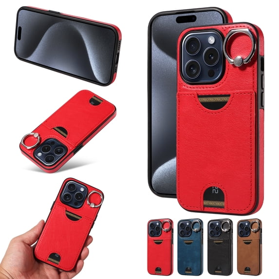 Allytechgroup Wallet Phone Case for iPhone XS Max with Stand, RFID Blocking PU Leather Shockproof Cover with Kickstand & Credit Card Slot Drop Protection for iPhone XS Max, Red