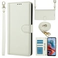 thumbnail image 1 of Allytechgroup Wallet Phone Case for iPhone XS/X, Built-in Credit Card Slot Shoulder Strap Wrtst Strap PU Leather RFID Blocking Shockproof Full Body Cover for Women Girls, White, 1 of 8