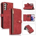 thumbnail image 1 of Allytechgroup Zipper Wallet Case for Samsung Galaxy S25+ with Wrist Strap & Shoulder Strap, Premium PU Leather Card Slots Kickstand Magnetic Clasp Shockproof Protective Cover Case, Red, 1 of 9