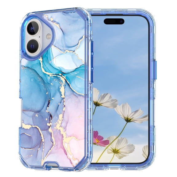Allytechgroup Anti-Scratch Marble Hard Shell Back Cover Cell Phone Case with Protective Case Cover for Apple iPhone 16