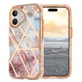 thumbnail image 1 of Allytechgroup for iPhone 16 Case, 3 Layers Protection Slim Lightweight Shockproof Soft TPU & Hard Back Protective Bumper Cover Marble Shell, F, 1 of 8