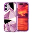 thumbnail image 1 of Allytechgroup for iPhone 16 Case, 3 Layers Protection Slim Lightweight Shockproof Soft TPU & Hard Back Protective Bumper Cover Marble Shell, O, 1 of 7