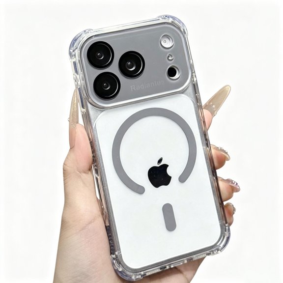 Allytechgroup for iPhone 17 Pro Max Magnetic Rugged Clear Protective Case, Corner Protective Bumper Anti-Scratch Cover Compatible with Magsafe, Gray