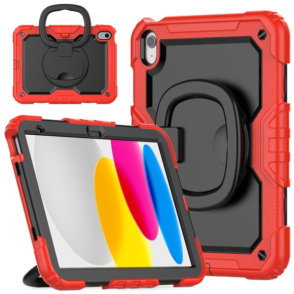 Allytechgroup iPad 11th 10th Gen Case with Screen Protector,Heavy Duty Shockproof Rotating Stand Pencil Holder 3-Layers Rugged Bumper Kids Friendly Case Cover for iPad A16 11th 11" 2025/ iPad 10th Gen
